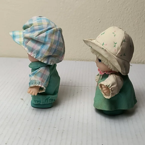 Precious Moments I Love You and Dad Doll Pair in Green Vintage 1988